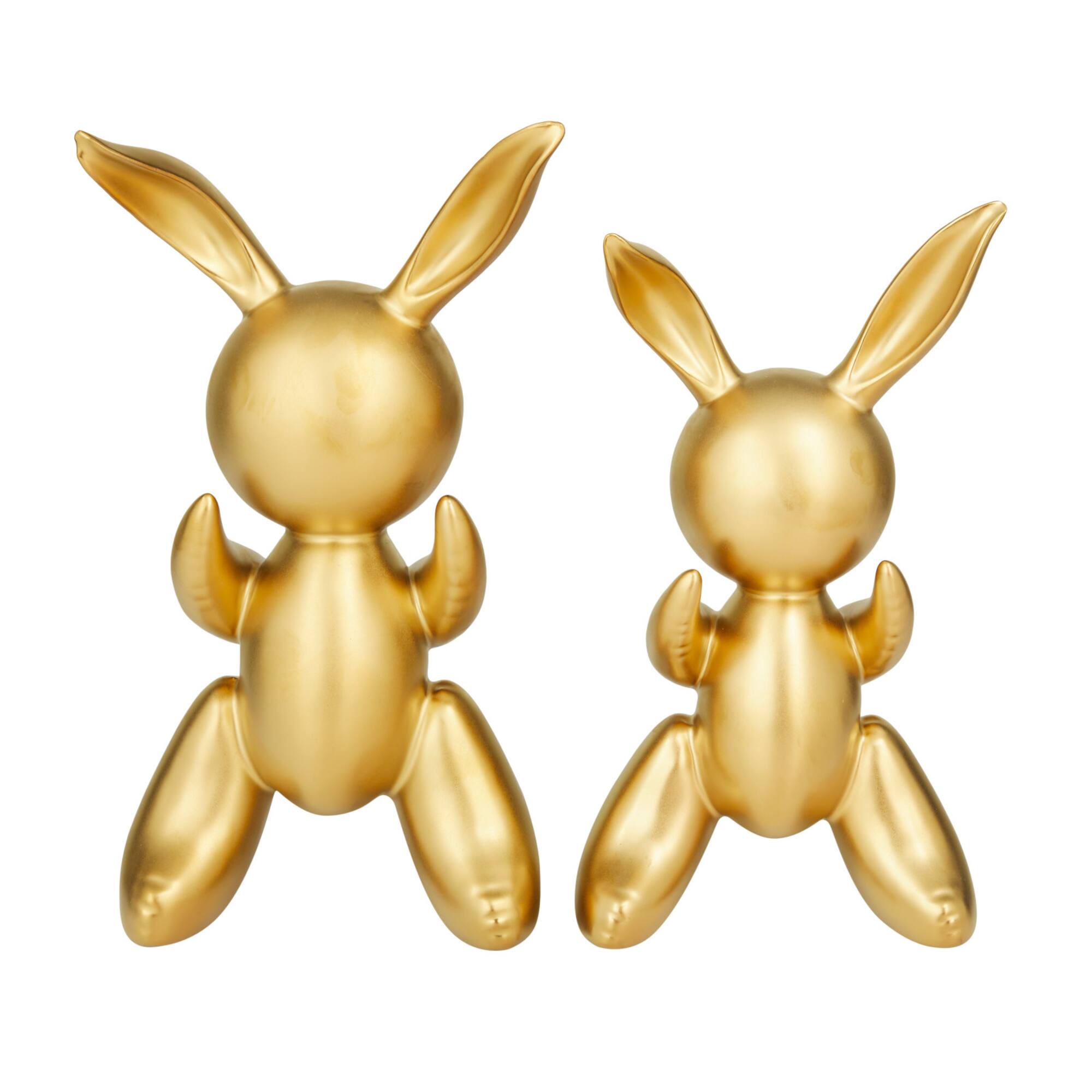 CosmoLiving by Cosmopolitan Set of 2 Gold Porcelain Glam Sculpture, 12" x 7" x 4"